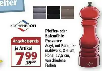 Globus Pfeffer- Oder Salzmühle Provence Küchenprofi Angebot