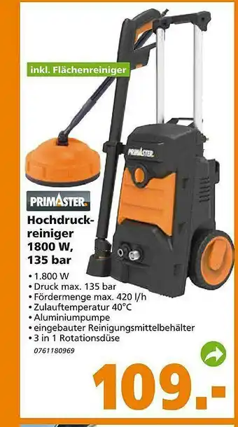 Globus Baumarkt Primaster Hochdruckreiniger 1800w Angebot