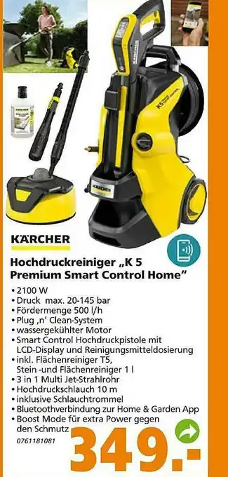Globus Baumarkt Kärcher Hochdruckreiniger K5 Premium Smart Control Home Angebot