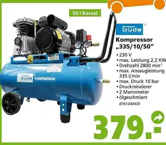 Globus Baumarkt Güde Kompressor 335.10.50 Angebot