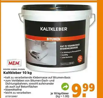 Globus Baumarkt Mem Kaltkleber 10 Kg Angebot