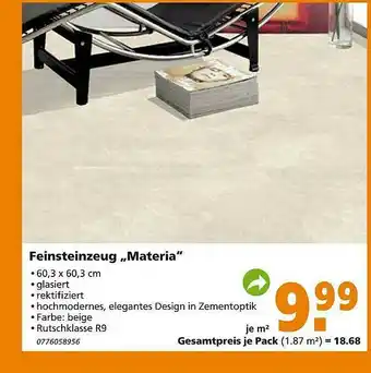 Globus Baumarkt Feinsteinzeug „materia” Angebot