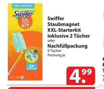 Famila Nord Ost Swiffer Staubmagnet XXL-Starterkit inklusive 2 Tucher oder Nachfullpackung 9 Tucher Packung je Angebot