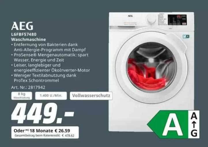 Aeg l6fbf57480 waschmaschine Angebot bei MediaMarkt