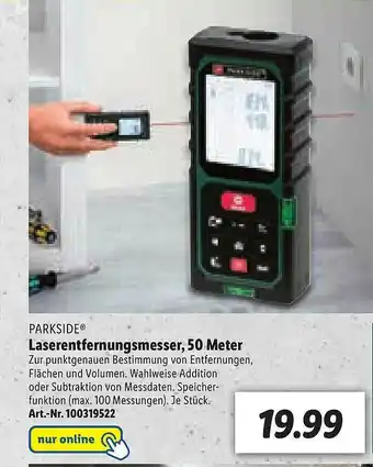 Lidl Parkside Laserentfernungsmesser 50 Meter Angebot