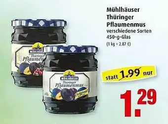 Markant Mühlhäuser Thüringer Pflaumenmus Angebot