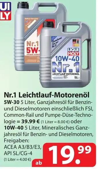 Famila Nord Ost Liqui Moly Nr.1 leichtlauf-motorenol 5W-30 Angebot