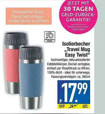 Marktkauf Isolierbecher „travel Mug Easy Twist” Angebot