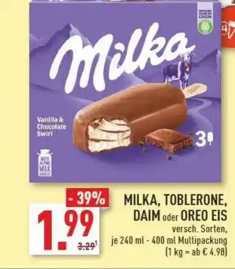 Marktkauf Milka, toblerone, daim oder oreo eis Angebot