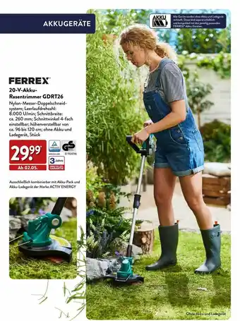 Aldi Nord Ferrex 20-v-akku-rasentrimmer gdrt26 Angebot