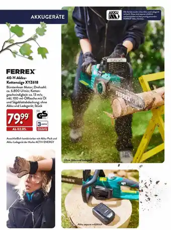 Aldi Nord Ferrex 40-v-akku-kettensäge xyz618 Angebot