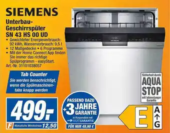 expert Techno Land Siemens unterbau-geschirrspüler sn43hs00ud Angebot