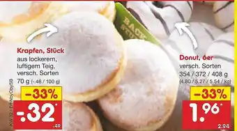 Netto Marken-Discount Krapfen, Stück Oder Donut 6er Angebot