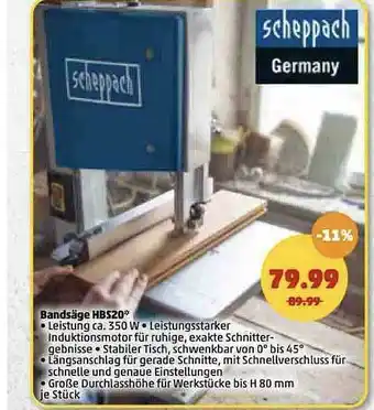 PENNY Scheppach Bandsäge Hbs20 Angebot