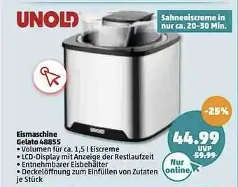 PENNY Unold Eismaschine Gelato 48855 Angebot