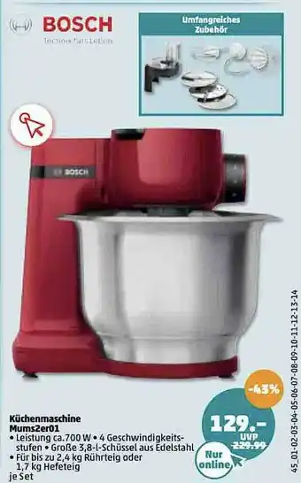 PENNY Bosch Küchenmaschine Kaffeemaschine Mums2er01 Angebot