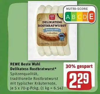 REWE Rewe Beste Wahl Delikatess Rostbrstwurst Angebot