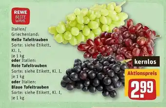 REWE Italien- Griechenland: Helle Tafeltrauben Oder Rote Tafeltrauben Oder Blaue Tafeltrauben Angebot