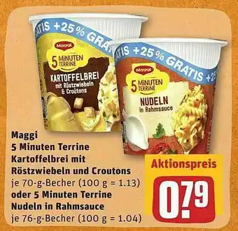 REWE Maggi 5 Minuten Terrine Kartoffelbrei Mit Röstzwiebeln Und Croutons Oder Nudeln In Rahmsauce Angebot