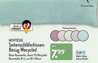 Aldi Nord Novitesse Seitenschläferkissen-bezug Wecycled Angebot