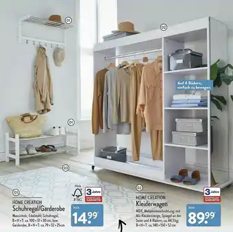 Home Creation Schuhregal, Garderobe Oder Kleiderwagen Angebot bei Aldi Nord