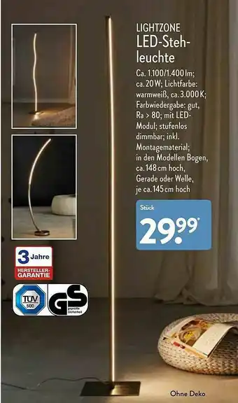 Aldi Nord Lightzone Led-stehleuchte Angebot