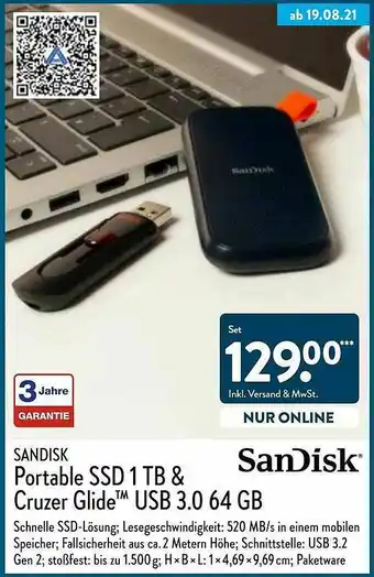 Aldi Nord Sandisk Portable SSD 1tb & Cruzer Glide Usb 3.0 64gb Angebot