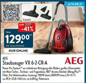 Aldi Nord Aeg Staubsauger Vx 6-2-cra-a Angebot