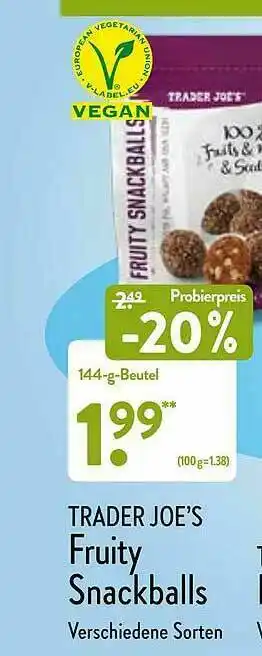 Aldi Nord Trader Joe's Fruity Snackballs Angebot