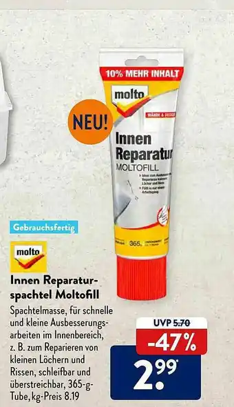 Aldi Süd Molto Innen Reparaturspachtel Moltofill Angebot