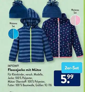 Aldi Süd Impidimpi Fleecejacke Mit Mütze Angebot