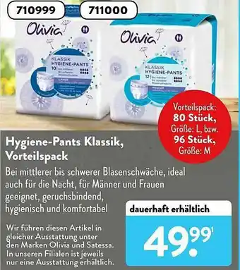 Aldi Süd Olivia Hygiene-pants Klassic, Vorteilspack Angebot