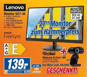 expert Techno Land Lenovo monitor d27-30 Angebot