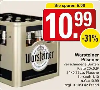 WEZ Warsteiner Pilsener Kiste 20x0,5/24x0,33Ltr. Flasche Angebot