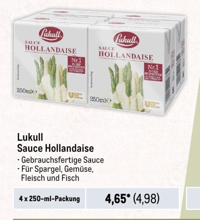 Lukull Sauce Hollandaise 4*250ml Angebot bei METRO