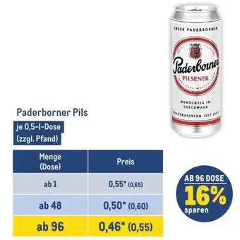 METRO Paderborner Pils 500ml Angebot