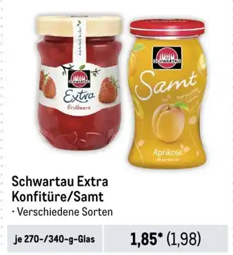 METRO Schwartau Extra, Samt o. Weniger Zucker 270-340g Angebot