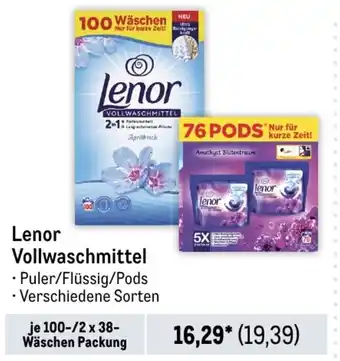 METRO Lenor Vollwaschmittel 100/2*38wl Angebot