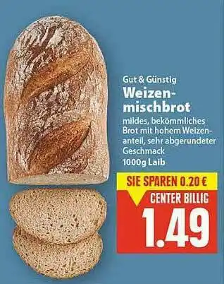 E-Center Gut & Günstig Weizenmischbrot Angebot