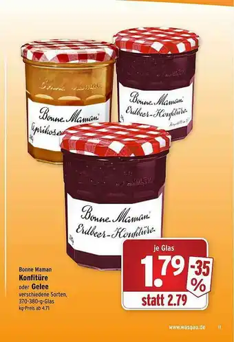 Wasgau Bonne Maman Konfitüre Oder Gelee Angebot