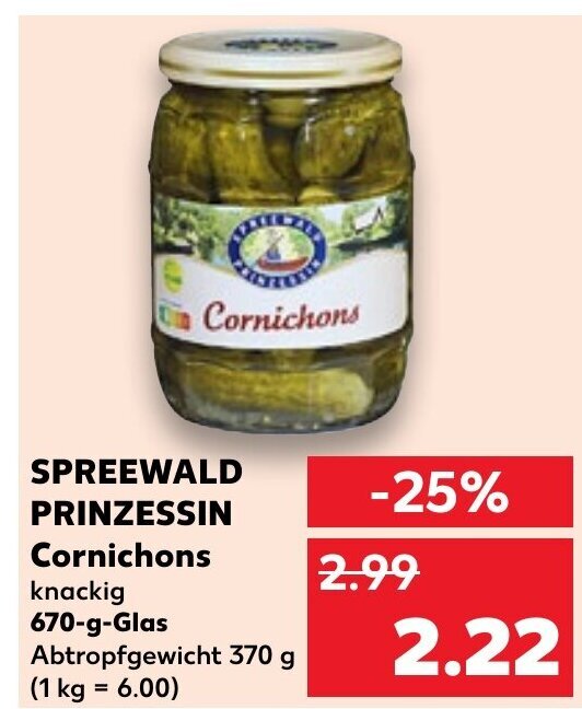 Spreewald Prinzessin Cornichons 670 g Angebot bei Kaufland