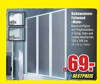 B1 Discount Baumarkt Badewannenfaltwand malo Angebot