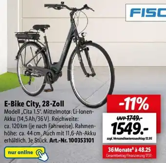 Lidl Fischer E-Bike City, 28 Zoll Angebot