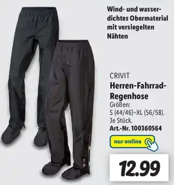 Lidl Crivit Herren Fahrrad Regenhose Angebot