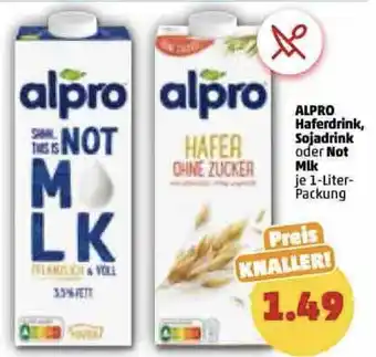 PENNY Alpro Haferdrink, Sojadrink oder Not Milk 1 Liter Packung Angebot