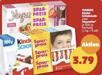 PENNY Ferrero Kinder Schokolade oder Yogurette 400 g Packung Angebot