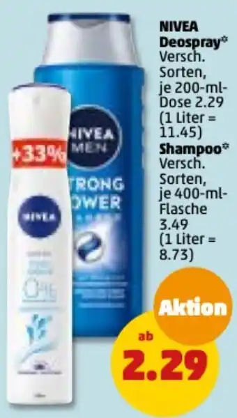 PENNY Nivea Deospray 200 ml Dose oder Shampoo 400 ml Flasche Angebot