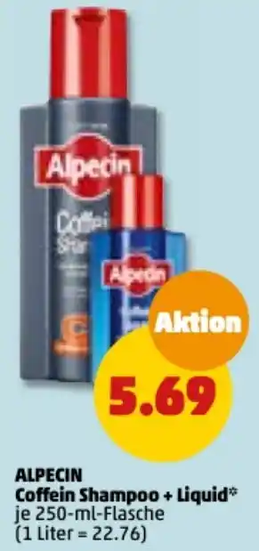 PENNY Alpecin Coffein Shampoo + Liquid 250 ml Flasche Angebot