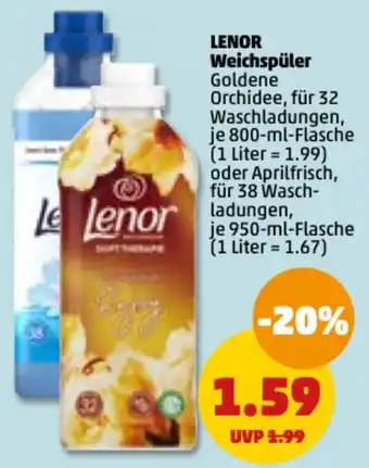 PENNY Lenor Weichspüler 800/950 ml Flasche Angebot