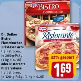 REWE City Dr. Oetker Bistro Flammkuchen Eisässer Art oder Ristorante Pizza Salame 320g Angebot